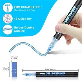 12pcs Highlighter Pen Outline Marker