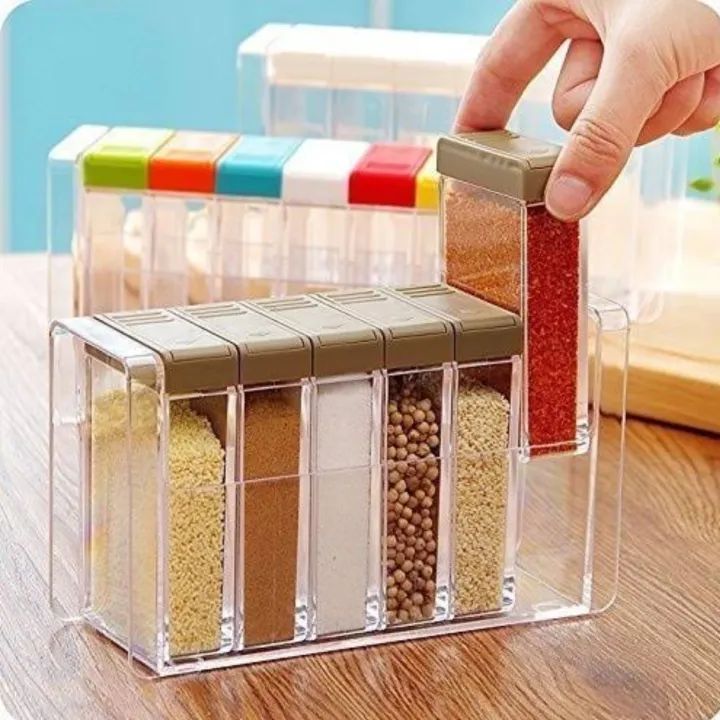 6 Piece Kitchen decor Transparent Spice Jar