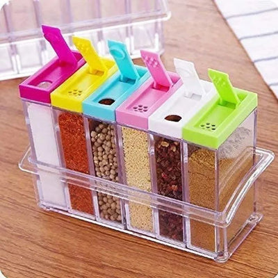 6 Piece Kitchen decor Transparent Spice Jar