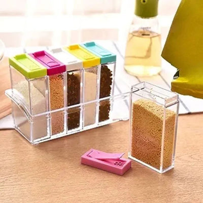 6 Piece Kitchen decor Transparent Spice Jar