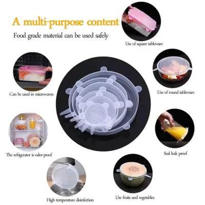 6Pcs Universal Food Silicone Cover