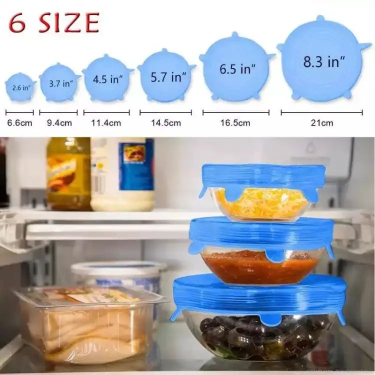 6Pcs Universal Food Silicone Cover