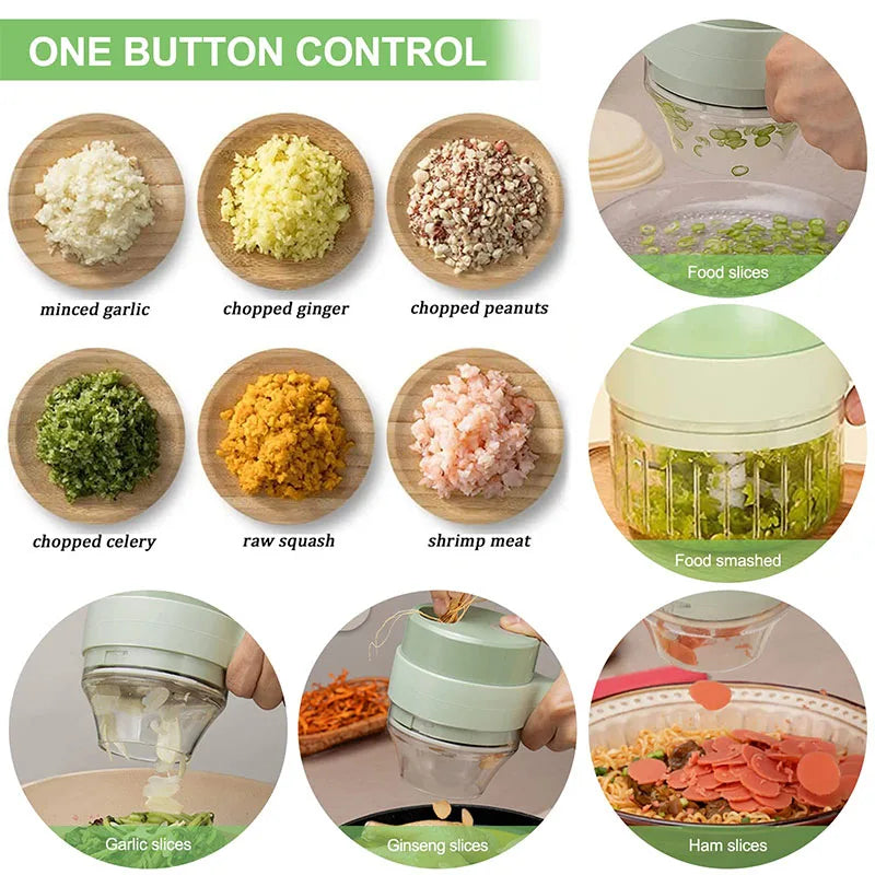 4 in 1 Portable Electric Vegetable Cutter Set