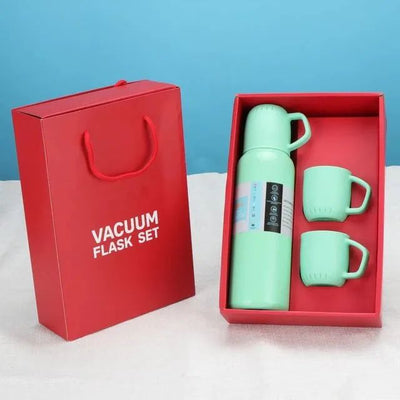 Red Box Vacuum Flask Bottle with 3 Cups